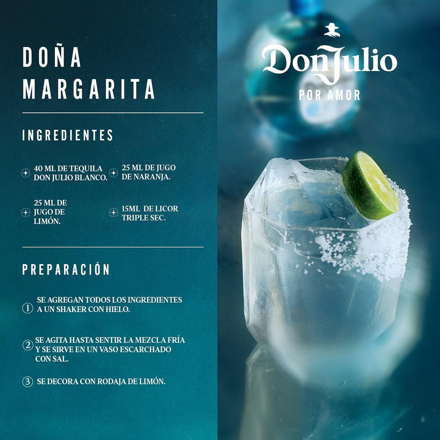 Don Julio, Tequila Blanco 700ml, Sabor Ligeramente Dulce a Agave, Notas Suaves, Limpio y Fresco