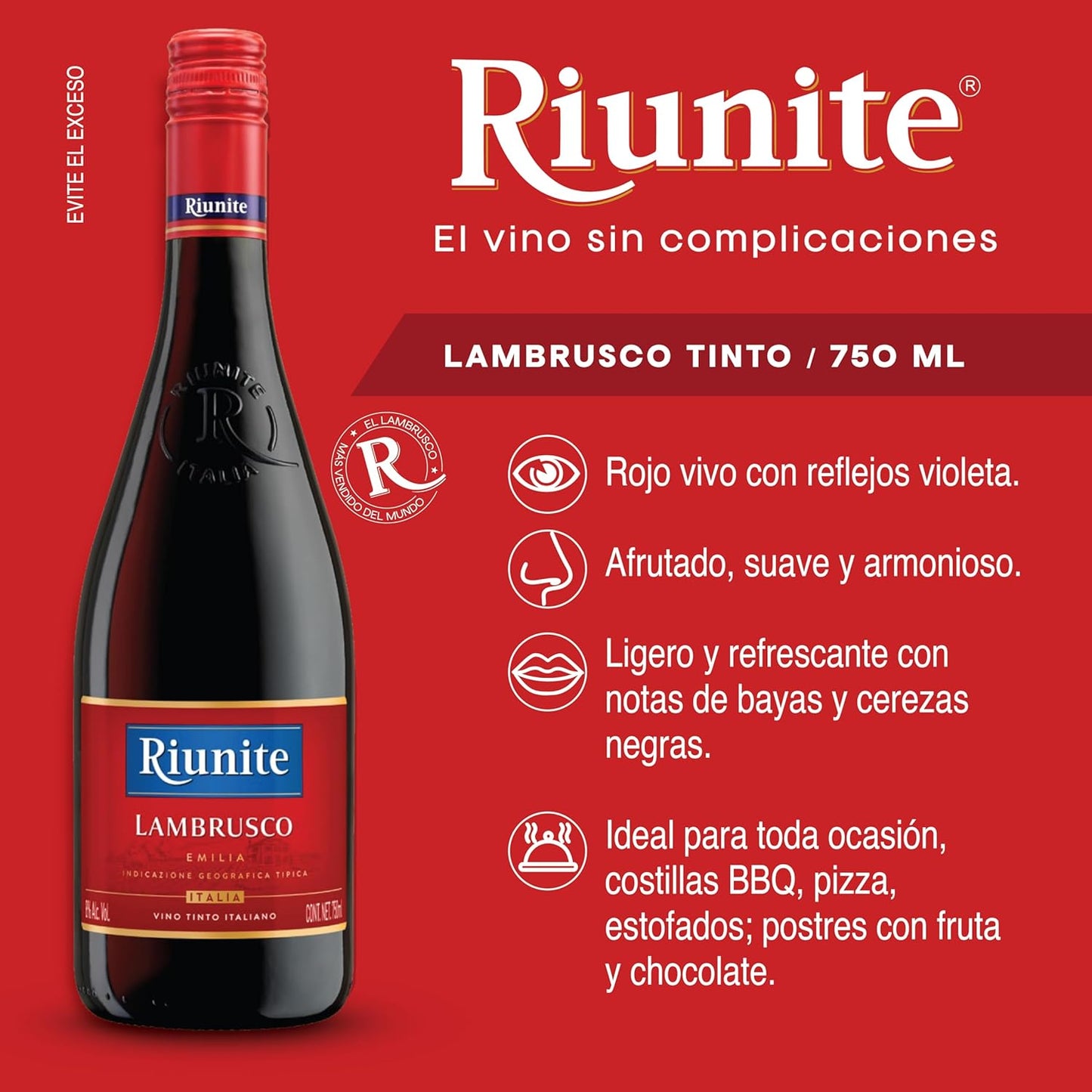 Vino Tinto Riunite Lambrusco 750 ml