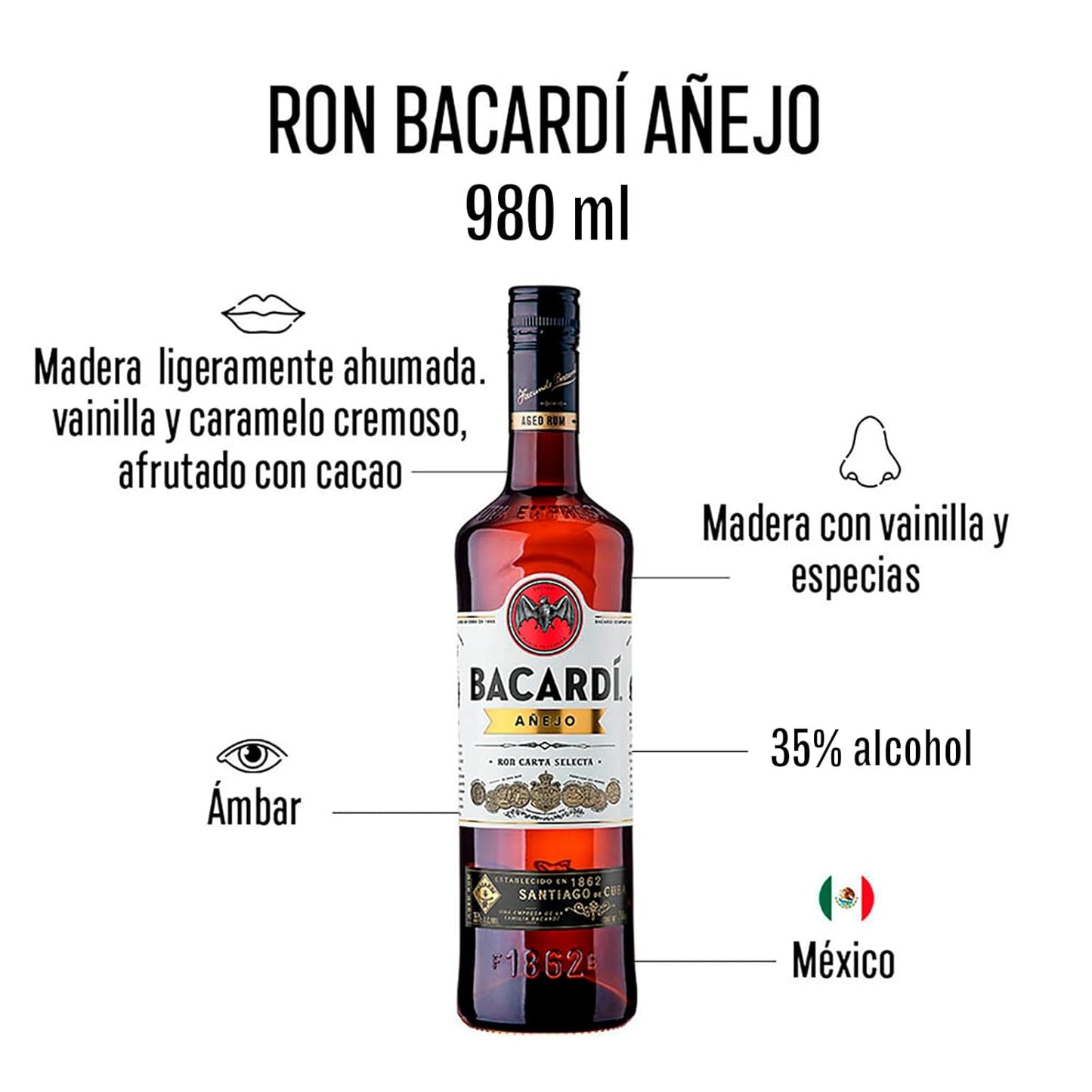 Ron Bacardi Añejo 980 ml