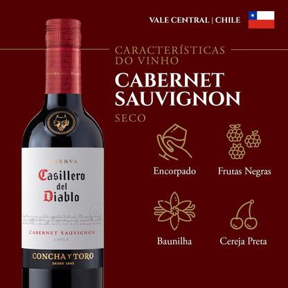 Vino Tinto Casillero Del Diablo 750 ml (Merlot, Cabernet Sauv)