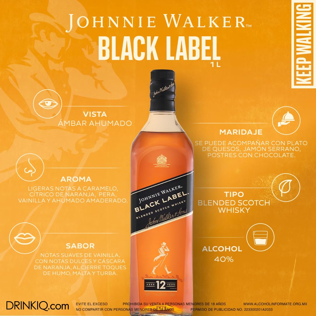 Whisky Johnnie Walker Black Label 1000 ml - Diageo