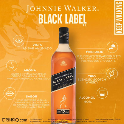 Whisky Johnnie Walker Black Label 1000 ml - Diageo