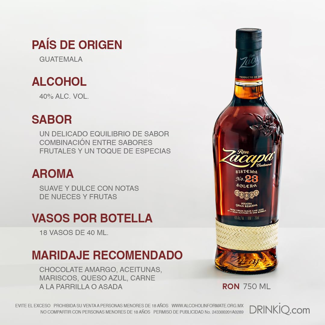 Ron Zacapa Centenario 23 Años Solera 750 ml (Importado)