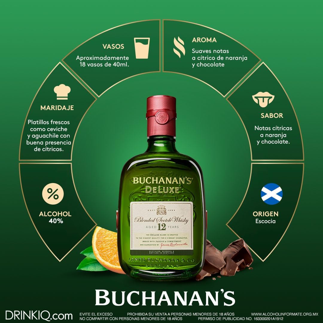 Whisky Buchanans Deluxe 12 Años 1000 ml - Importado