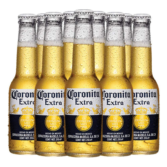 Cerveza Clara Coronita Extra tipo Pilsener, 24 botellas de 210 ml, disfruta su auténtico sabor ligeramente amargo y Fresco, disfrútala fría